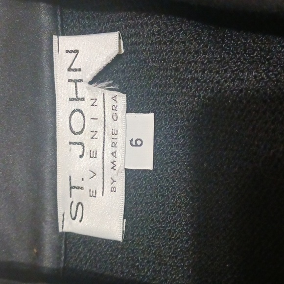 St. John Knit Evening Cardigan Jacket with Crystal Buttons and Satin Trim - Picture 9 of 10